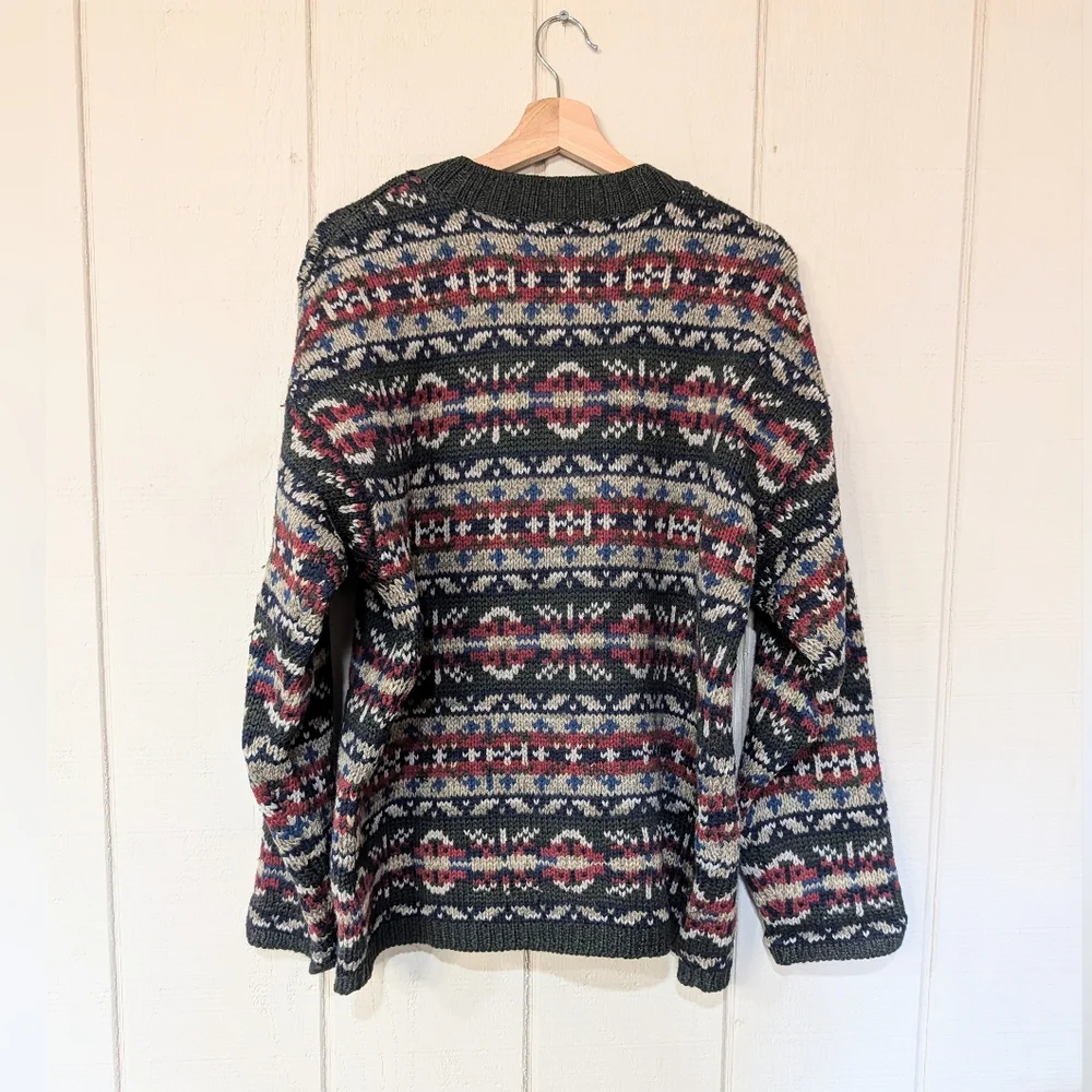 Vintage Abercrombie &Fitch Fair Isle Snowflake Wool Sweater 90s Holiday - Picture 2 of 14